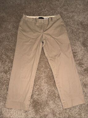 Talbots Signature Crop Pants Women 10 Tan Khaki Straight Stretchy Classic Preppy